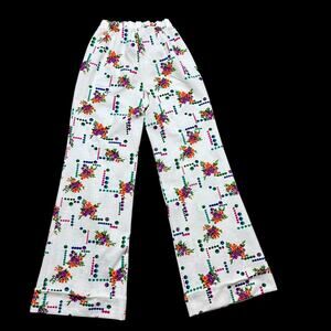 Vintage 70s Miss Holly Psychedelic Floral Hippie Bell Bottom Pants Wide Leg Sz M